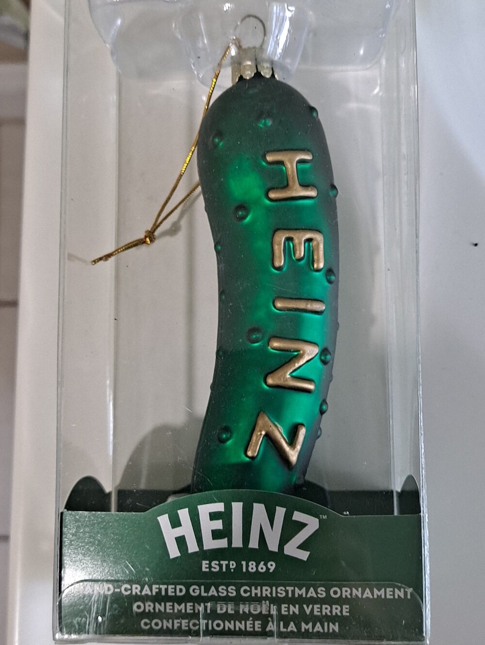 Green Pickle Glass Christmas Ornament